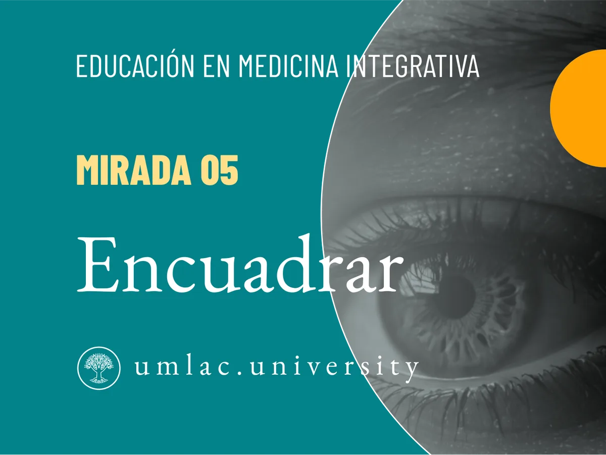 Tarjeta de Mirada 05, ‘Encuadrar’, con un primer plano de un ojo.