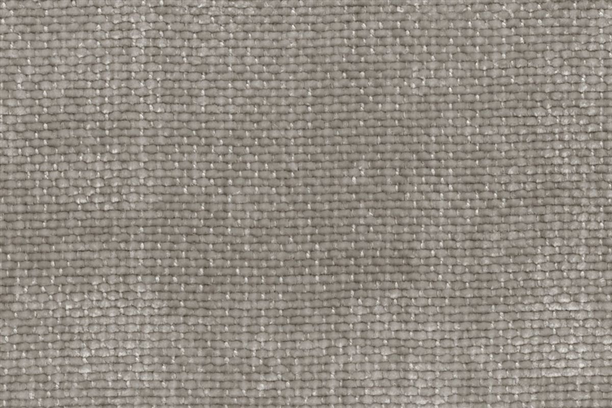 Gros plan texturé du tissu d'ameublement FRESNO gris taupe en chenille 100% polyester, Résistance Martindale 30000.