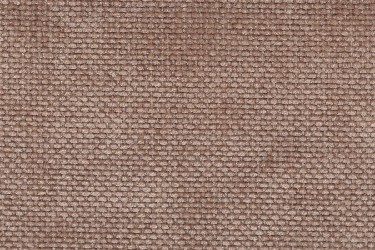 Gros plan du tissu d'ameublement Fresno en chenille polyester beige rosé, Texture douce et résistante pour canapés.