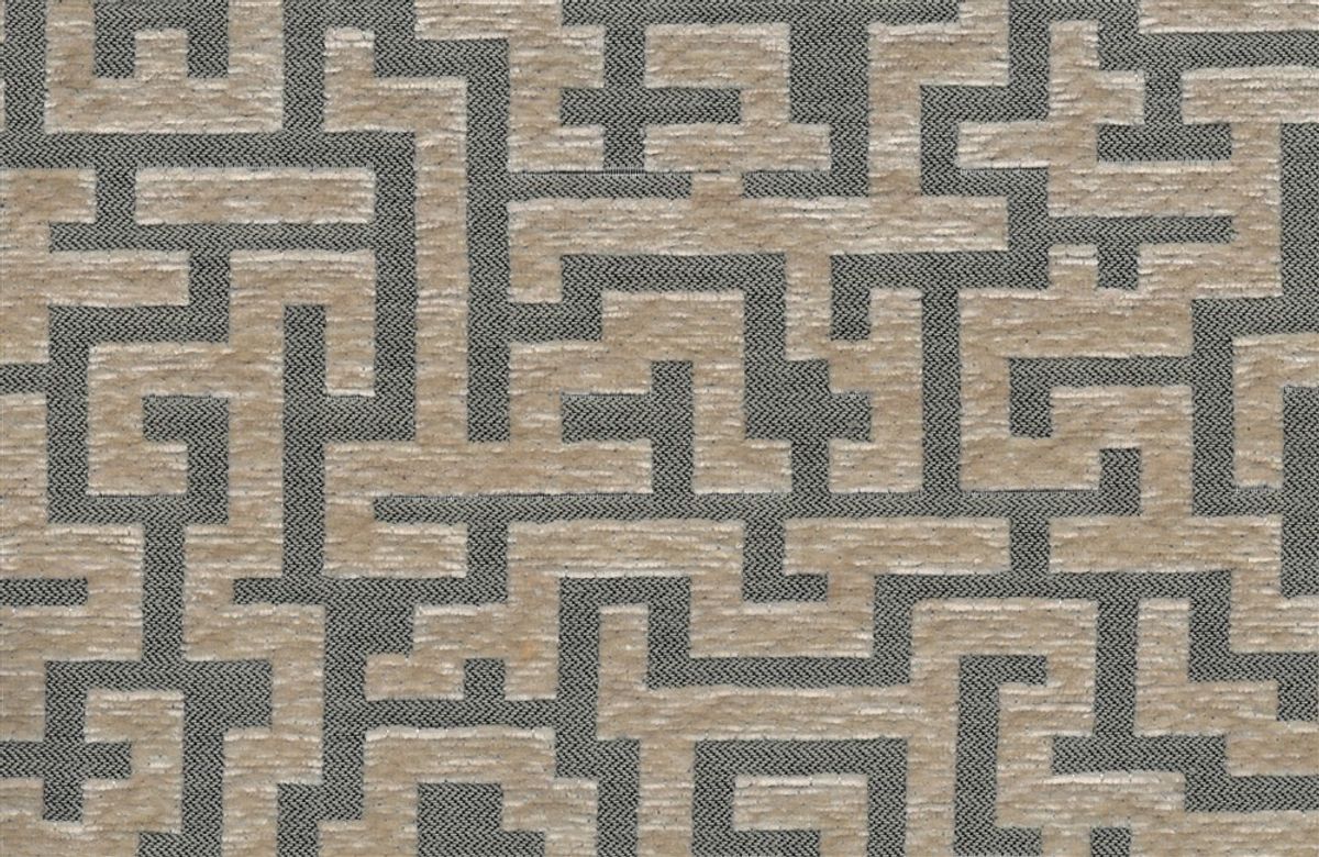 Tissu d'ameublement META, motif géométrique jacquard beige et gris, traité hydrofuge H2Oh!, 30000 cycles Martindale.