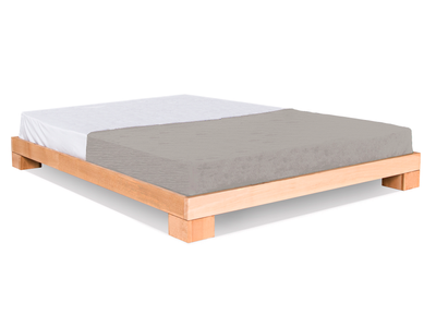 Lit futon SHONAÏ en hêtre massif FSC, style japonais minimaliste, Structure en bois clair.