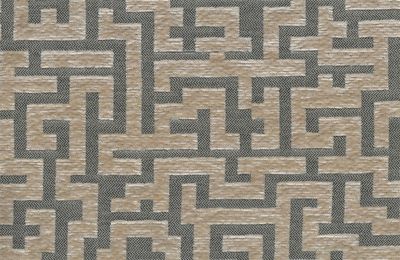 Tissu d'ameublement META, motif géométrique jacquard beige et gris, traité hydrofuge H2Oh!, 30000 cycles Martindale.