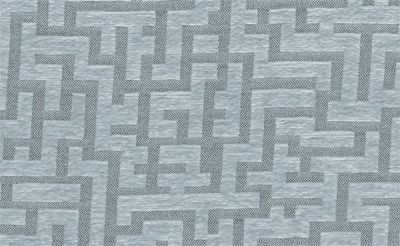 Tissu d'ameublement META H2Oh! bleu clair: motif géométrique jacquard, carrés entrelacés, hydrofuge et résistant (30000.