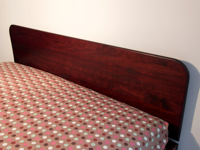 Tête de lit rectangulaire en bois massif teinté merisier, angles arrondis, style épuré et classique, Personnalisable en.